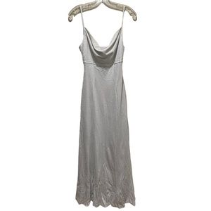 Newport News Cowl Neck Sleeveless Evening Dress Silver Sparkle Size 6